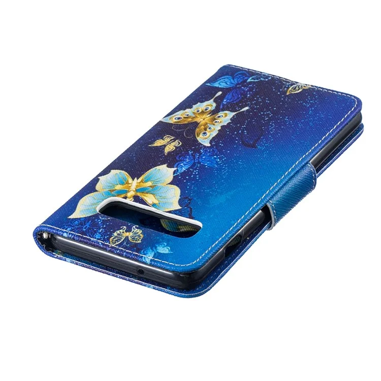 Pattern Printing Leather Stand Case with Card Slots for Samsung Galaxy S10 - Butterfly Pattern