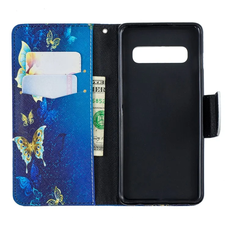 Pattern Printing Leather Stand Case with Card Slots for Samsung Galaxy S10 - Butterfly Pattern