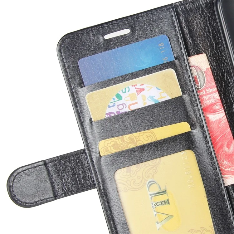 Crazy Horse Wallet Stand Leder Flip Hülle Für Samsung Galaxy S10e - Schwarz