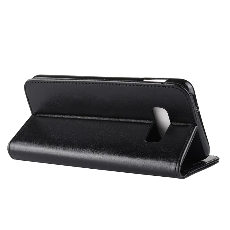 Crazy Horse Wallet Stand Cuir Flip Étui Pour Samsung Galaxy S10e - le Noir