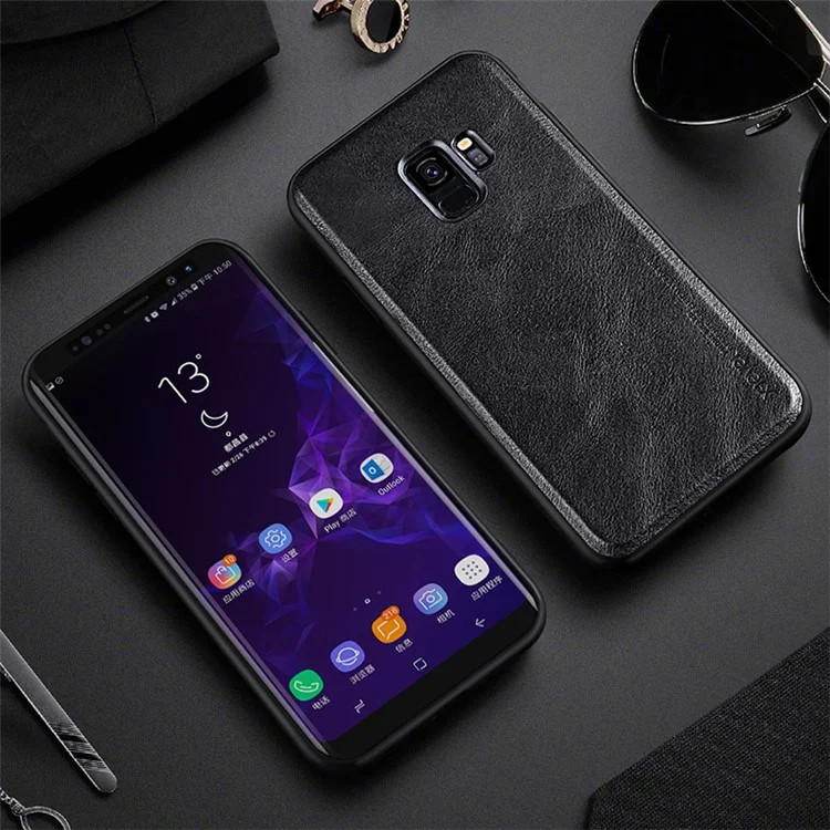 Estuche X-LEVEL de cuero sintético estilo vintage para Samsung Galaxy S9 SM-G960 - Negro