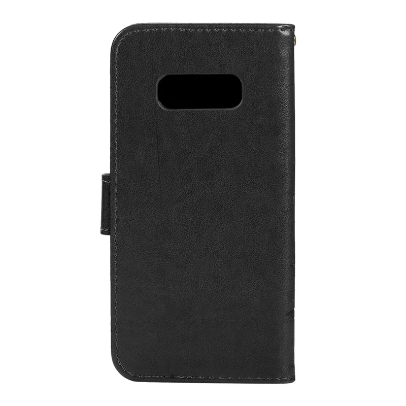 Imprint Butterfly Flower Leather Wallet Case for Samsung Galaxy S10e - Black