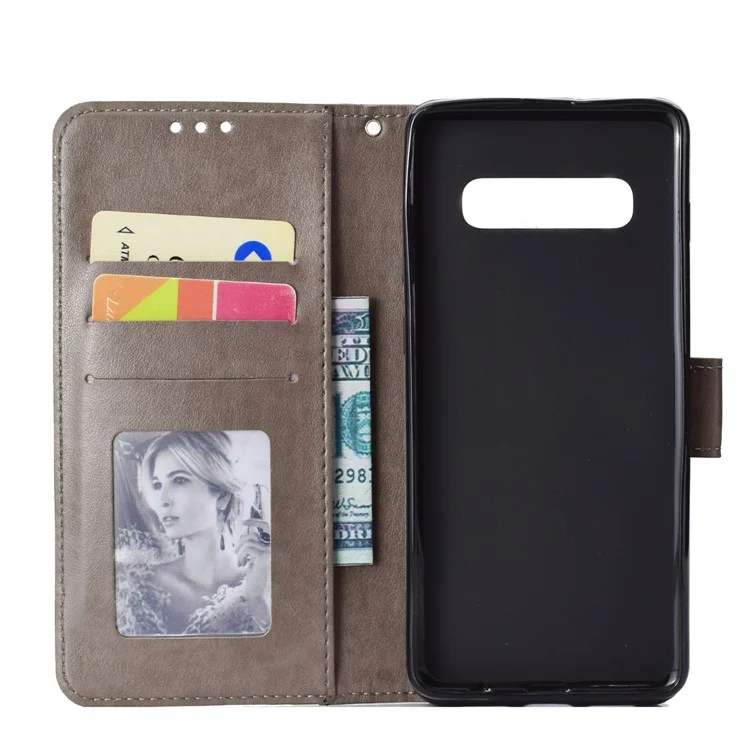Custodia protettiva in pelle PU con motivo Mandala stampato per Samsung Galaxy S10 - Grigio