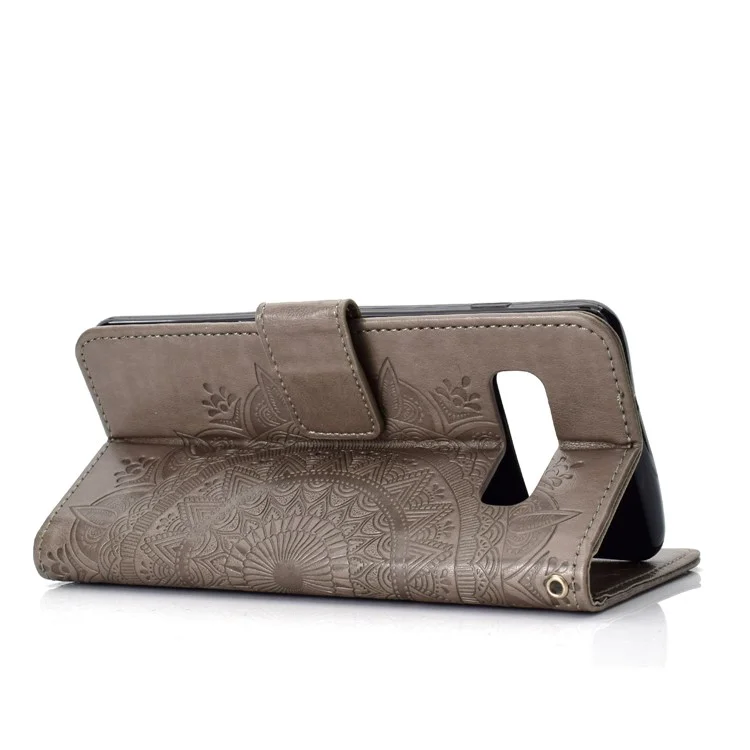 Custodia protettiva in pelle PU con motivo Mandala stampato per Samsung Galaxy S10 - Grigio