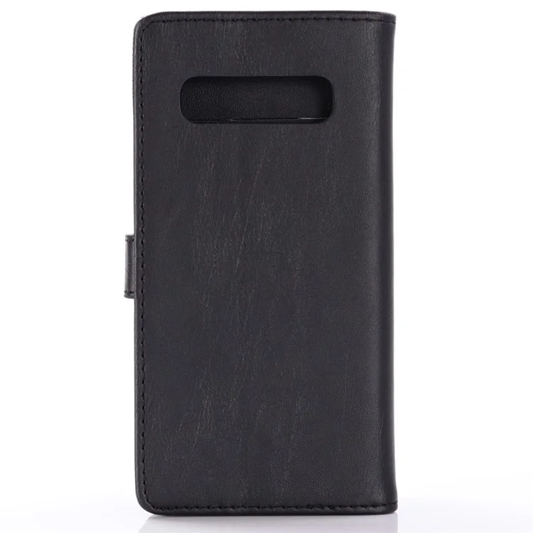 Crazy Horse Wallet Stand de Cuero Para Samsung Galaxy S10 Plus - Negro