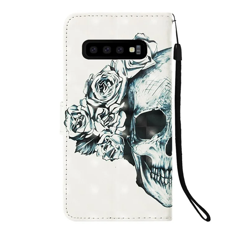 Motivano Stampa Lampadina Per Decorazione in Pelle Per Decorazioni Per Samsung Galaxy S10 - Skull Fiorito