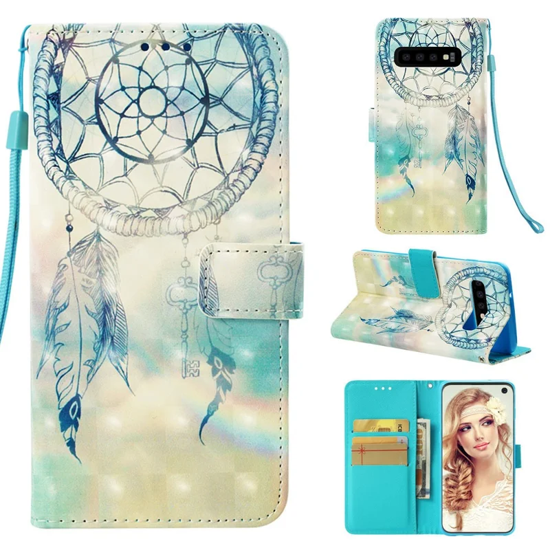 Patterned Light Spot Decor Leather Case with Strap for Samsung Galaxy S10 - Dream Catcher