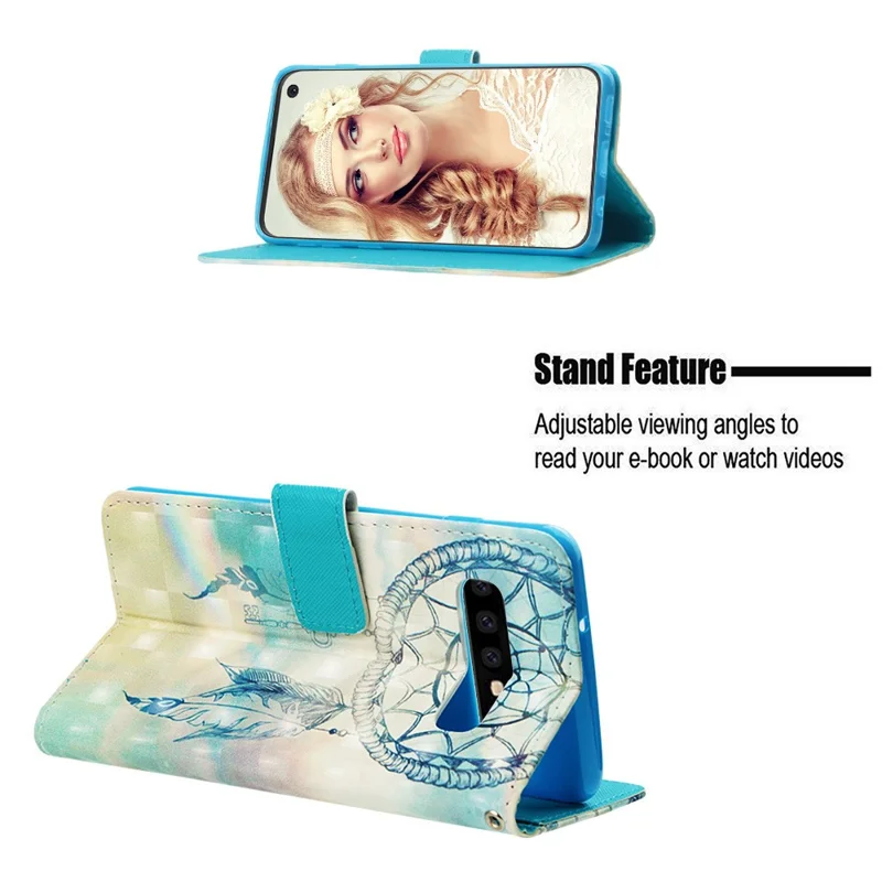 Patterned Light Spot Decor Leather Case with Strap for Samsung Galaxy S10 - Dream Catcher