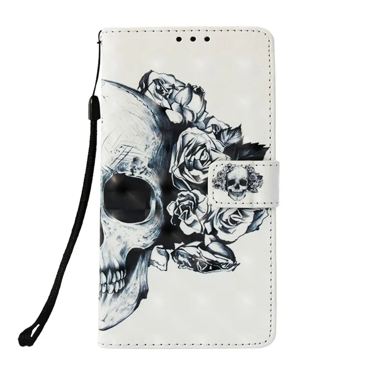 Pattern Print PU Leather Stand Magnetic Cover for Samsung Galaxy S10 Plus - Skull