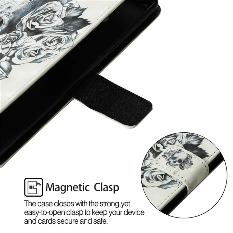 Pattern Print PU Leather Stand Magnetic Cover for Samsung Galaxy S10 Plus - Skull