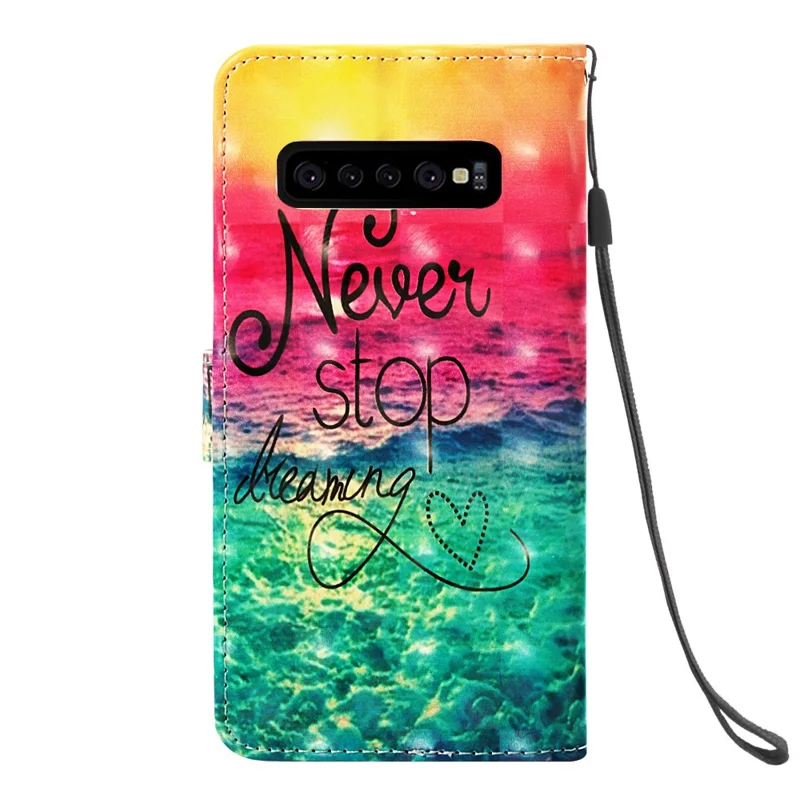 Pattern Print PU Leather Stand Magnetic Casing for Samsung Galaxy S10 Plus - Never Stop Dreaming