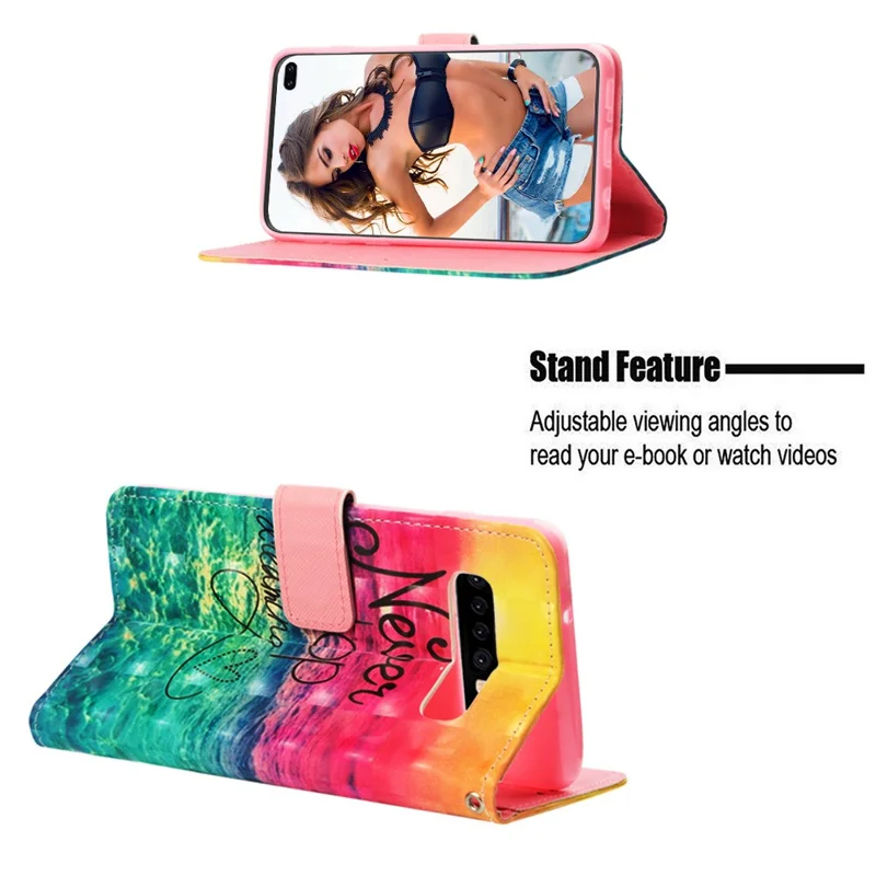 Pattern Print PU Leather Stand Magnetic Casing for Samsung Galaxy S10 Plus - Never Stop Dreaming
