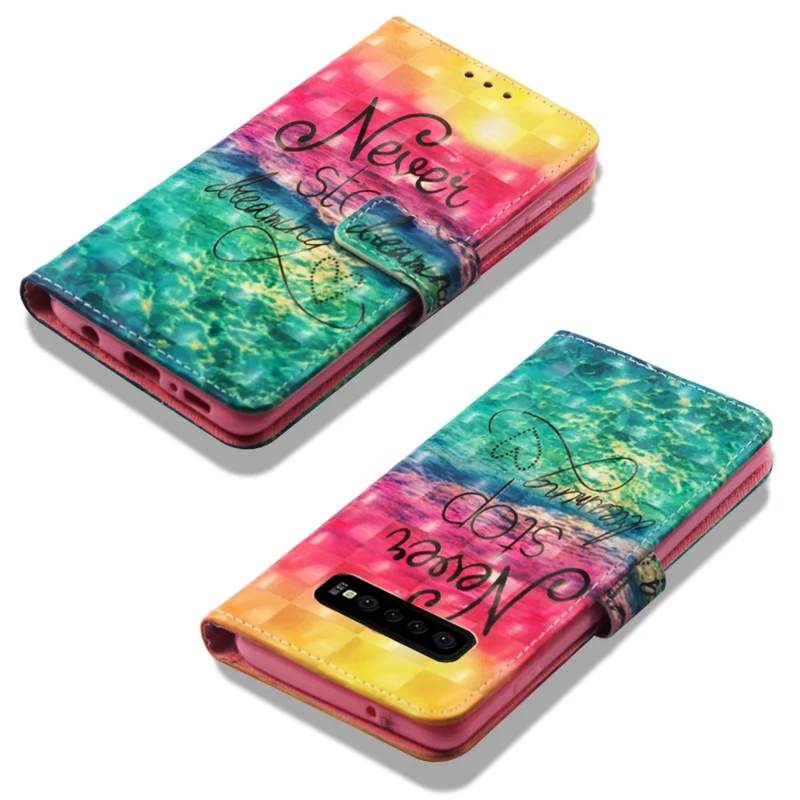 Pattern Print PU Leather Stand Magnetic Casing for Samsung Galaxy S10 Plus - Never Stop Dreaming