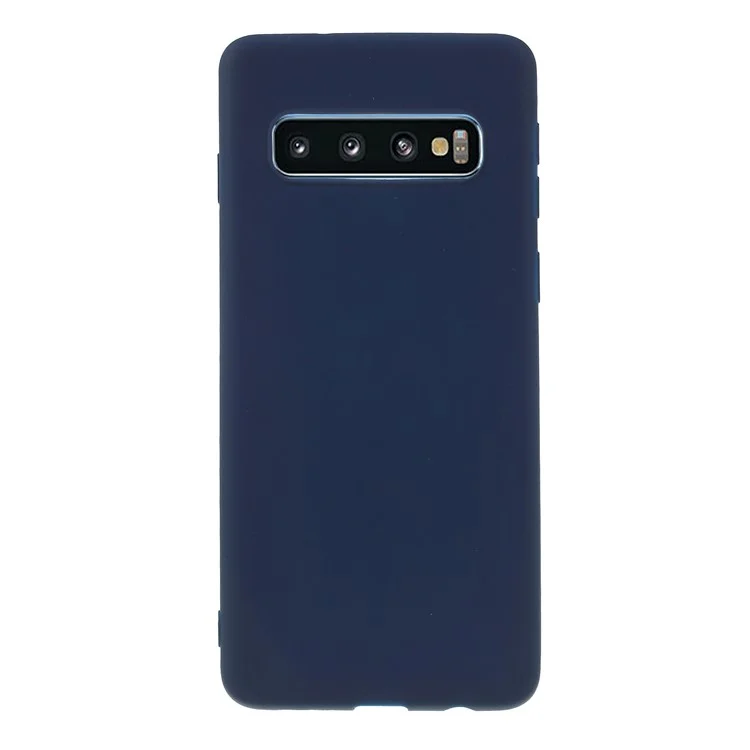 Doppelseitige Matte TPU Mobile Case Cover Für Samsung Galaxy S10 - Dunkelblau