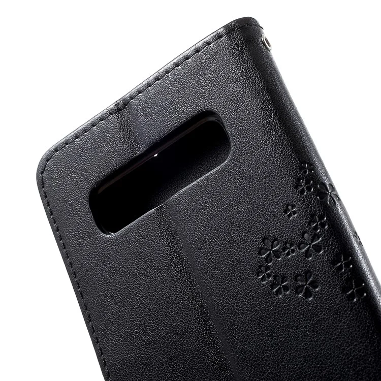 Impresión de la Caja de Billetera de Cuero PU Patrón PU Para Samsung Galaxy S10 - Negro