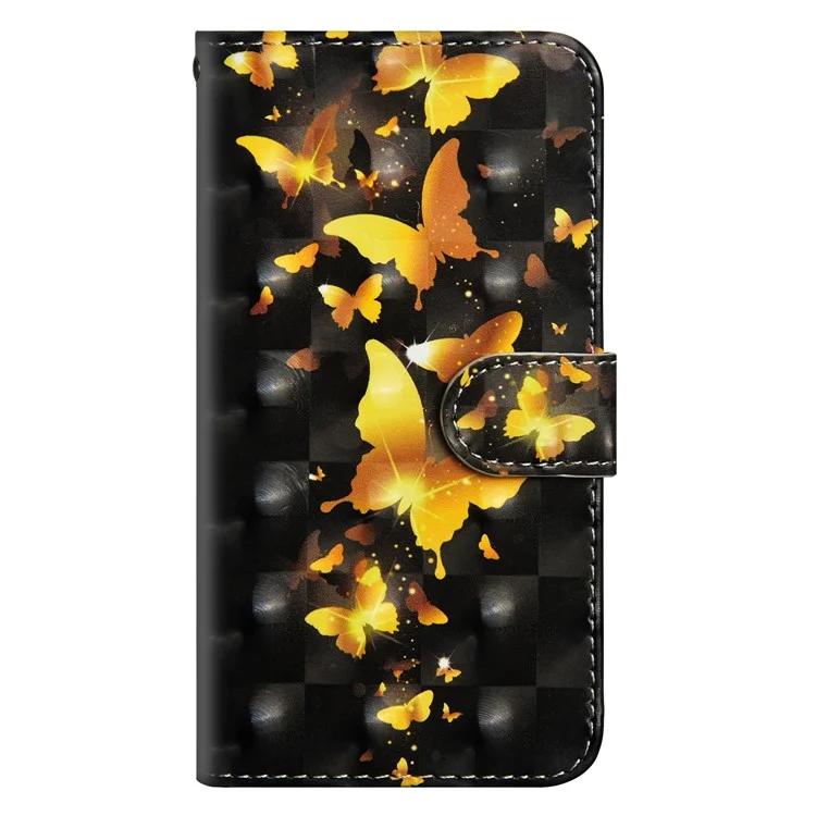 Pattern Printing Light Spot Decor Leather Wallet Case for Samsung Galaxy S10 Plus - Gold Butterflies