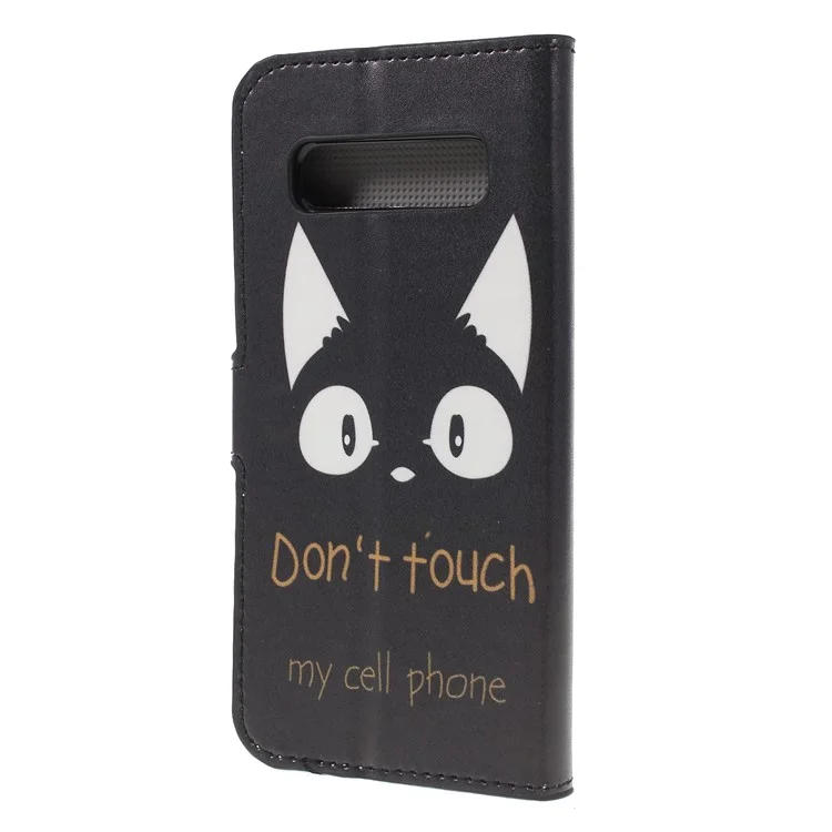 Pattern Printing PU Leather Mobile Case for Samsung Galaxy S10 Plus - Do Not Touch My Cell Phone