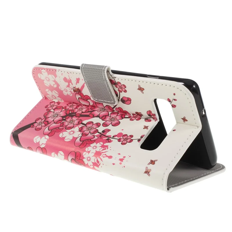 Pattern Printing PU Leather Cover Shell for Samsung Galaxy S10 Plus - Plum Blossom