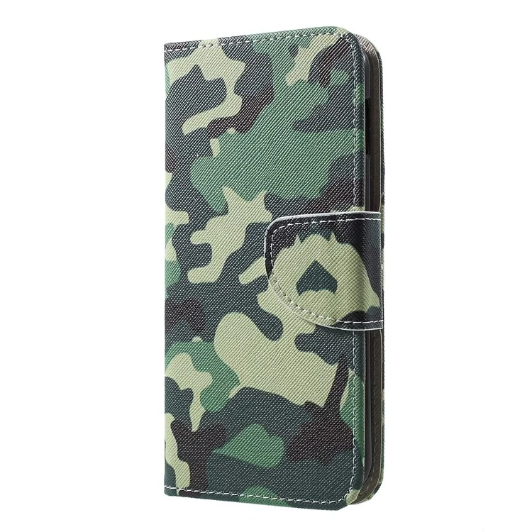 Guscio Del Portafoglio in Pelle di Stampa a Croce di Stampa Per Samsung Galaxy S10e - Modello Mimetico