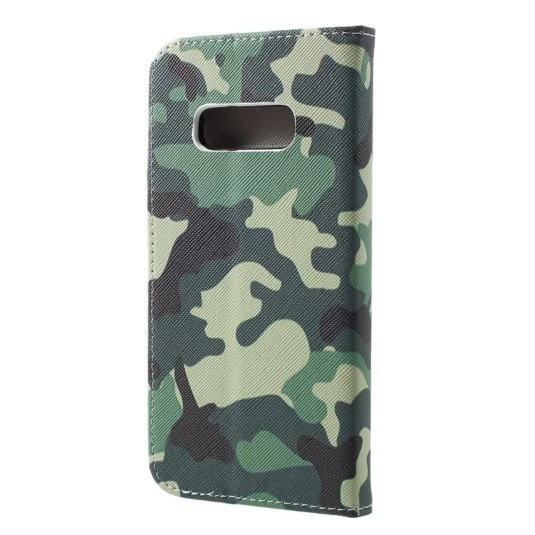 Guscio Del Portafoglio in Pelle di Stampa a Croce di Stampa Per Samsung Galaxy S10e - Modello Mimetico