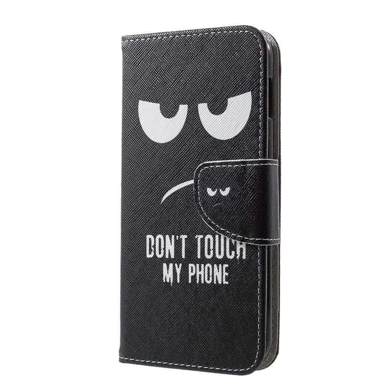 Pattern Printing Cross Texture PU Leather Wallet Case for Samsung Galaxy S10e - Do not Touch My Phone