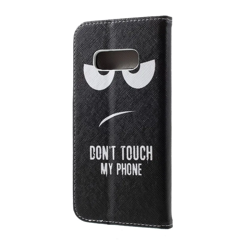 Pattern Printing Cross Texture PU Leather Wallet Case for Samsung Galaxy S10e - Do not Touch My Phone
