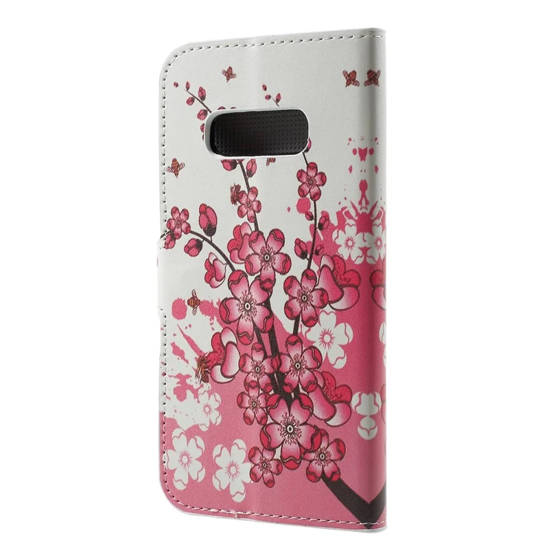 Pattern Printing Wallet Leather Flip Stand Accessory Cover for Samsung Galaxy S10e - Peach Flower