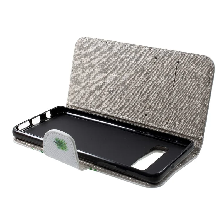 Pattern Printing Cross Texture Stand Leather Wallet Case for Samsung Galaxy S10 Plus - Green Tree