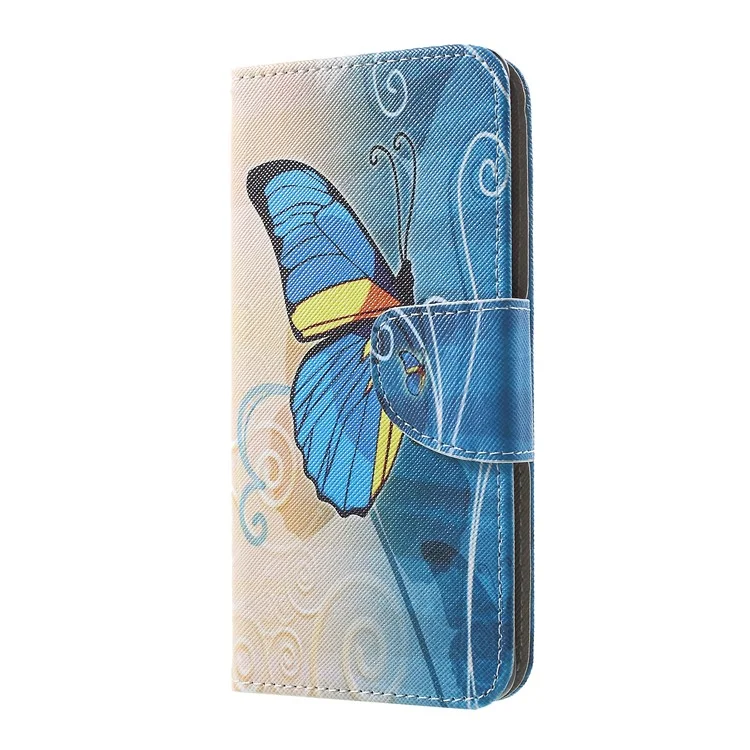 Acessório de Caixa de Couro Com Textura Cruzada Para Samsung Galaxy S10 - Borboleta Azul
