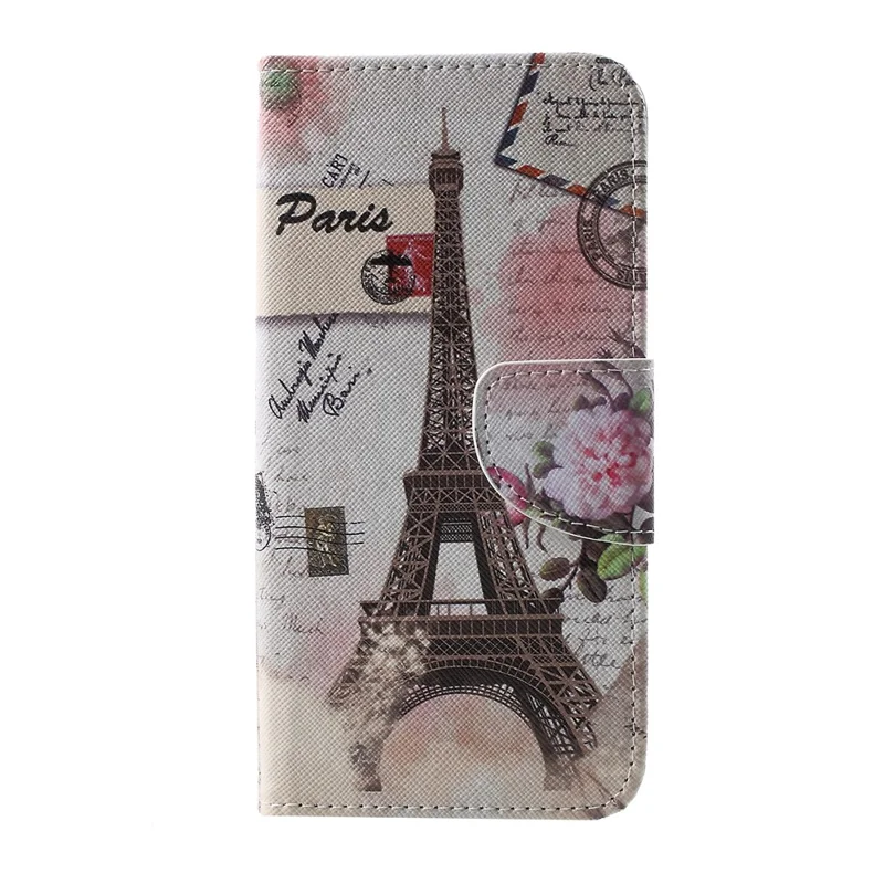 Cross Texture Patterned Protective Leather Case for Samsung Galaxy S10 - Eiffel Tower