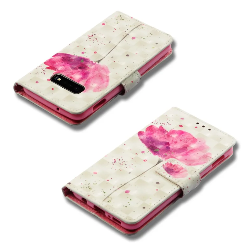 Pattern Printing Light Spot Decor Leather Stand Case with Card Slots for Samsung Galaxy S10e - Vivid Flowers