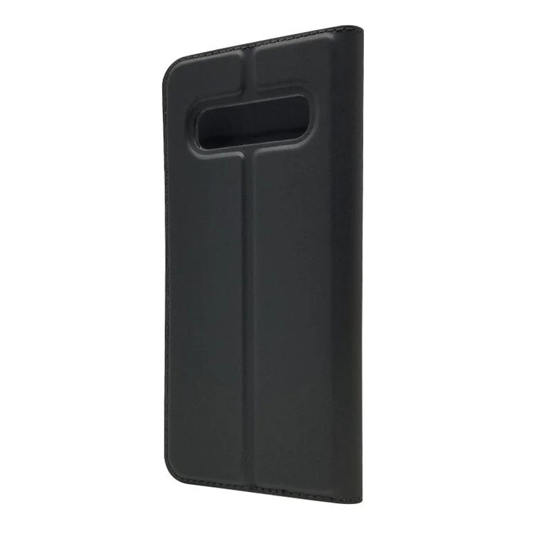 Auto-absorbed Protective Leather Case with Card Holder / Stand for Samsung Galaxy S10 - Black