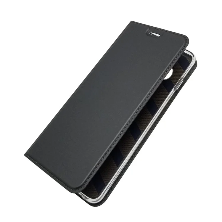 Auto-absorbed Protective Leather Case with Card Holder / Stand for Samsung Galaxy S10 - Black