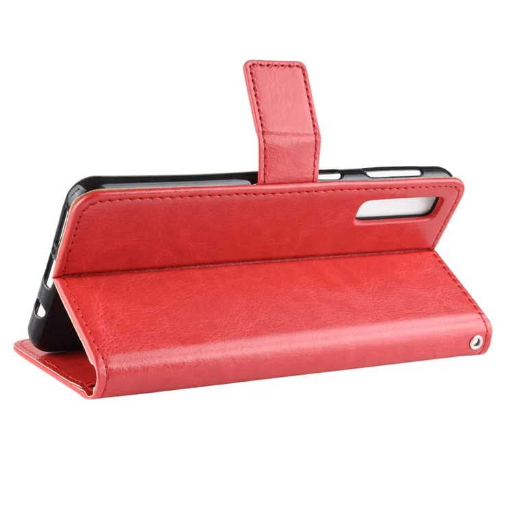 Escudo Protetor Do Couro Louco Do Cavalo Do Plutônio Para A Galáxia A7 De Samsung (2018) - Vermelho