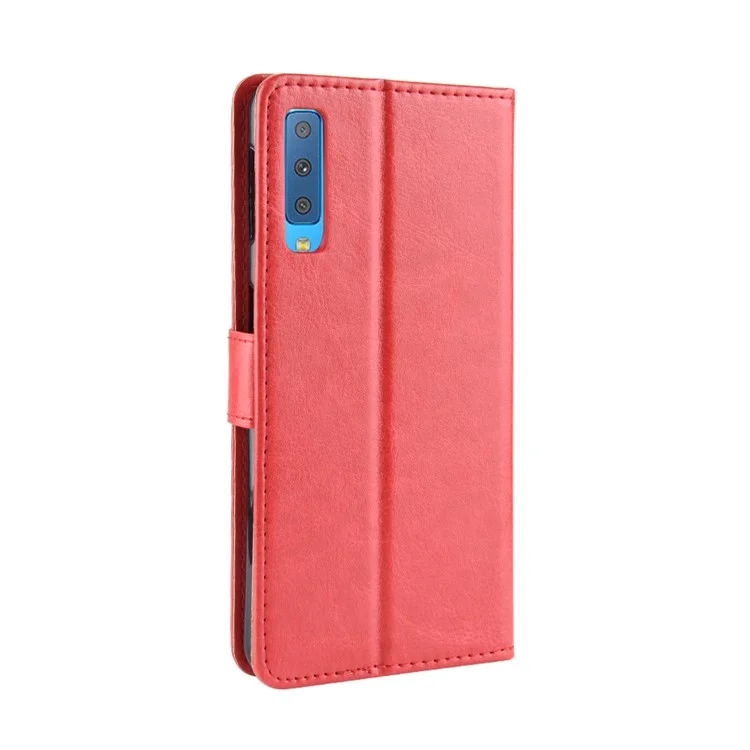 Escudo Protetor Do Couro Louco Do Cavalo Do Plutônio Para A Galáxia A7 De Samsung (2018) - Vermelho