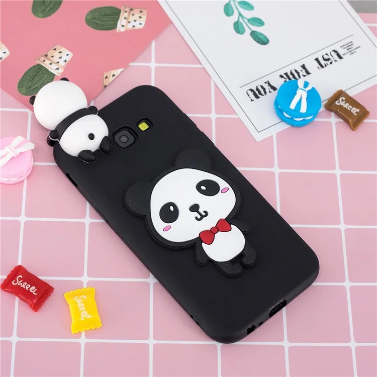 3D Cute Doll Patterned TPU Mobile Cover for Samsung Galaxy J4 Plus - Panda with Red Bowknot