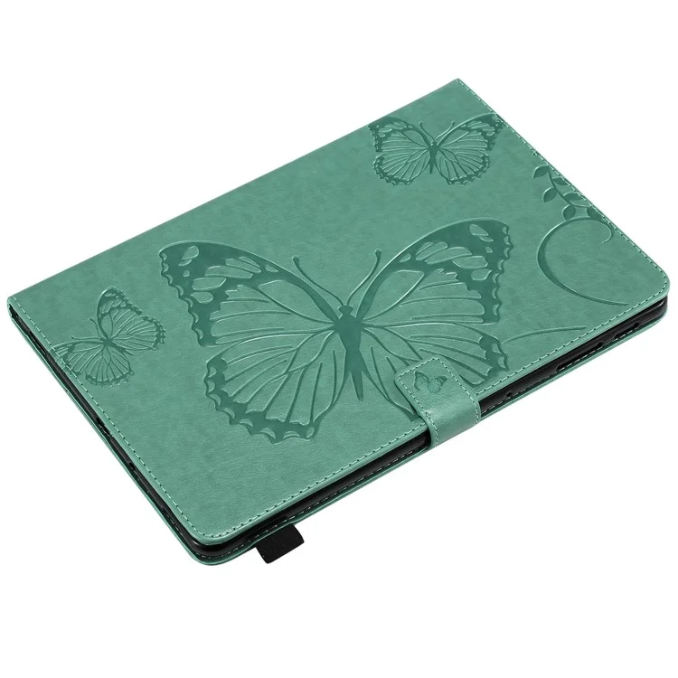 KT Tablet Series-3 [impronta Butterfly] Custodia in Pelle Per Samsung Galaxy Tab S4 10.5 T830 T835 T387 - Ciano
