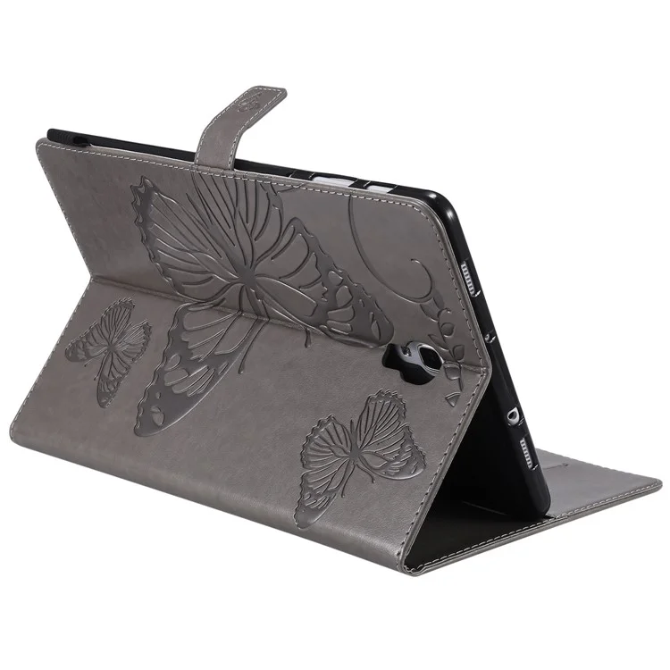 KT Tablet Series-3 Imprima Butterfly Leather Stand Stand Caso Para Samsung Galaxy Tab A 10.5 (2018) T590 T595 T597 - Cinza