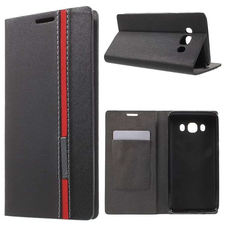 Two-color Leather Stand Case for Samsung Galaxy J5 (2016) - Black