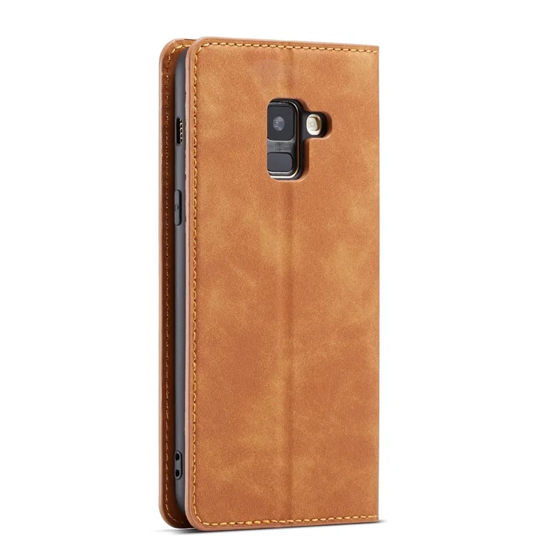 FORWENW Fantasy Series Stand Silky Touch Leather Wallet Case for Samsung Galaxy A8 (2018) - Brown