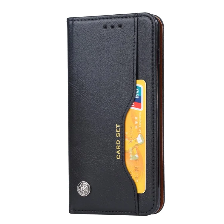 PU Leather Auto-absorbed Stand Wallet Phone Case for Samsung Galaxy S10 Plus - Black