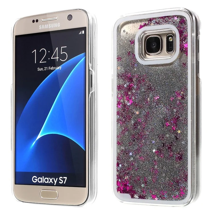 Dynamic Flash Powder and Stars PC Case for Samsung Galaxy S7 G930 - Silver