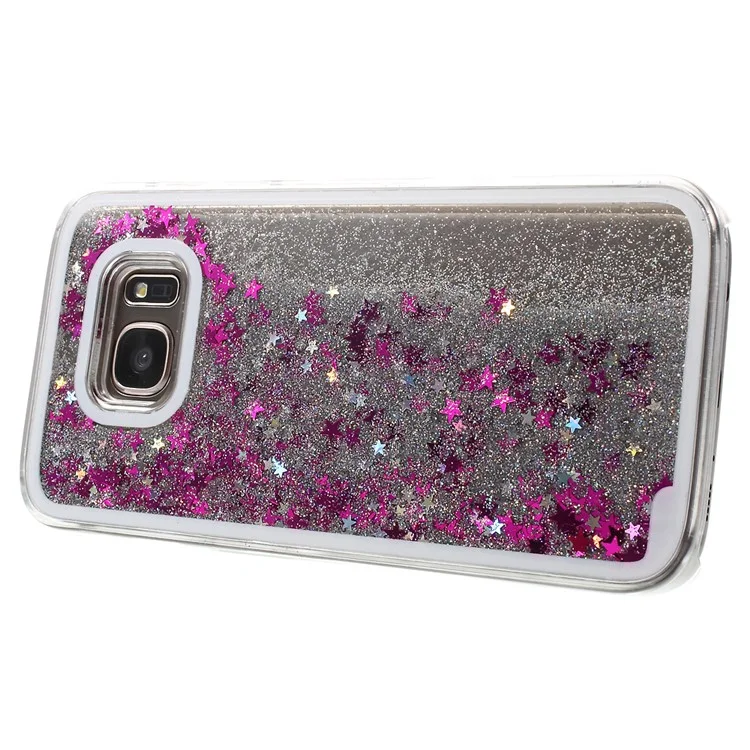 Dynamic Flash Powder and Stars PC Case for Samsung Galaxy S7 G930 - Silver