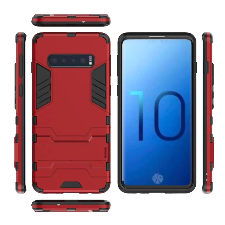 Cool Guard Kickstand PC TPU Hybrid Cover pour Samsung Galaxy S10 - Rouge