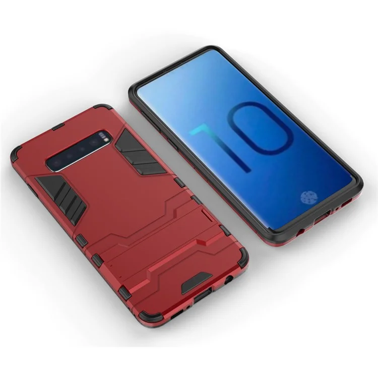 Cool Guard Kickstand PC TPU Hybrid Cover pour Samsung Galaxy S10 - Rouge