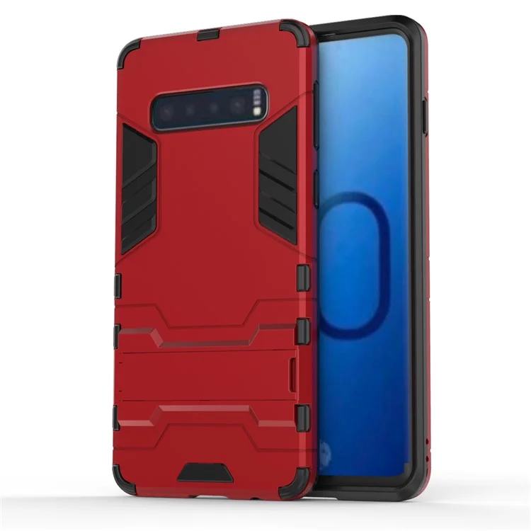 Cool Guard Kickstand PC TPU Hybrid Cover pour Samsung Galaxy S10 - Rouge