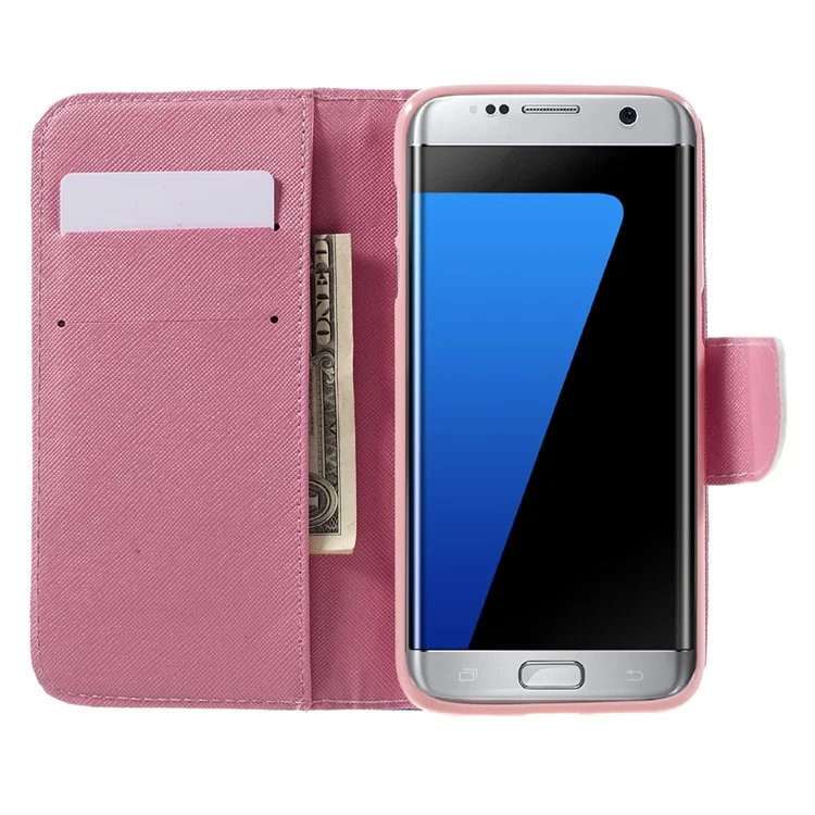 Estuche De Soporte De Cuero Magnético Para Samsung Galaxy S7 Edge G935 - Cita Mantener La Calma Y Brillar