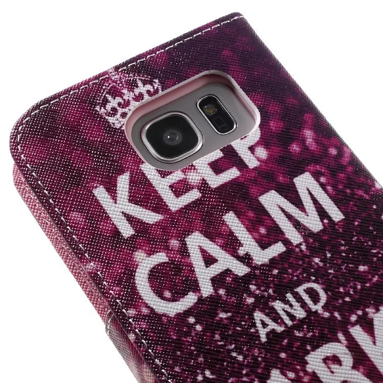 Magnetic Leather Stand Case for Samsung Galaxy S7 edge G935 - Quote Keep Calm and Sparkle