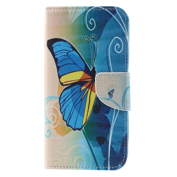 Wallet Leather Case Cover for Samsung Galaxy S7 edge G935 - Blue Butterflies