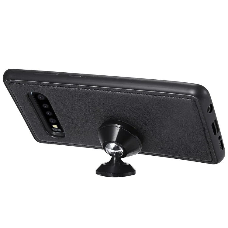 For Samsung Galaxy S10 Plus Case 2 in 1 Detachable Magnetic Leather Wallet Mobile Cover with Strap - Black